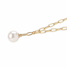  Arannyal Bevont Ezüst Nyaklánc Fehér Édesvízi Gyönggyel, ROS493 nyaklánc