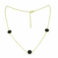  Arannyal Bevont Ezüst Nyaklánc Fekete Spinellel, Y59301 nyaklánc
