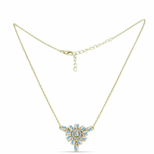  Arannyal Bevont Ezüst Nyaklánc Jég Moissanite-tel és Fehér Topázzal, Y65975 nyaklánc