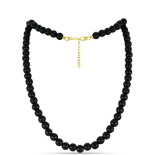  Arannyal Bevont Ezüst Nyaklánc Suwari Fekete Onixszal, Y58591 nyaklánc