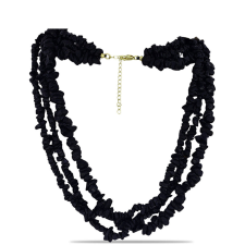  Arannyal Bevont Ezüst Nyaklánc Suwari Fekete Onixszal, Y60313 nyaklánc