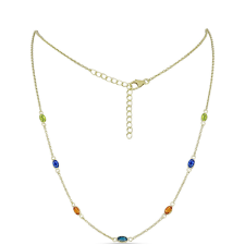  Arannyal Bevont Ezüst Nyaklánc Szivárvány Zafírral, Y61845 nyaklánc