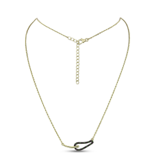  Arannyal Bevont Ezüst Nyaklánc Zöld Gyémánttal, Y60919 nyaklánc