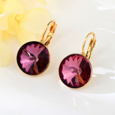Arannyal bevont kör fülbevaló bíborszínű Swarovski kristállyal (0020.) fülbevaló