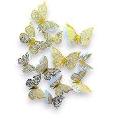  Arany-ezüst színű pillangó tortadísz 12 db/csomag party kellék