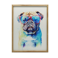 ARANY KERETES FALI PLAKÁT FUNNY MOPS 40x50 CM MATTE grafika, keretezett kép
