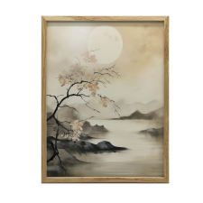 ARANY KERETES FALI PLAKÁT MISTY LAKE 30x40 CM grafika, keretezett kép
