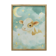 ARANY KERETES FALI PLAKÁT TEHÉN FELHŐBEN 40x50 CM grafika, keretezett kép