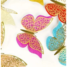  Arany-sötét lila színű 3D pillangó tortadísz 12 db/ csomag sütés és főzés