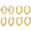  Arany Színű 316L Karika Piercing Szett - 4 pár