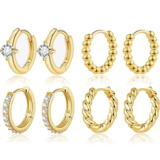  Arany Színű 316L Karika Piercing Szett - 4 pár egyéb ékszer