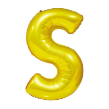 Arany színű, betű alakú fólia lufi, léggömb – S party kellék
