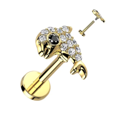  Arany Színű Delfinnel Díszített 316L Orvosi Acél Egyenesszárú Labret Piercing egyéb ékszer