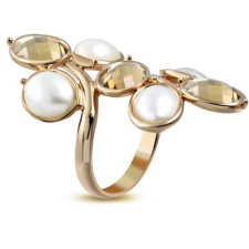  Arany színű, fürt alakú koktél gyűrű, cirkónia kristállyal-6 gyűrű