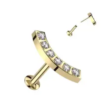  Arany Színű Íves 316L Orvosi Acél Egyenesszárú Labret Piercing Kövekkel egyéb ékszer