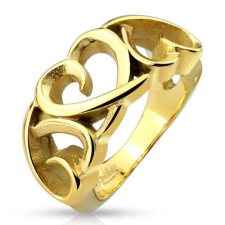  Arany színű, kivágott szív formájú nemesacél gyűrű-6 gyűrű