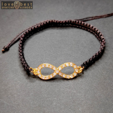  Arany színű kristályos végtelen díszes fonott makramé karkötő karkötő