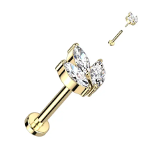  Arany Színű Titánium Egyenesszárú Labret Piercing Apró Cirkónia Kövekkel egyéb ékszer