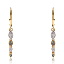  Aranyozott Ezüst Fülbevaló - 0.18 Karátos Kék Gyémánttal fülbevaló