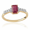 Aranyozott Ezüst Gyűrű Mozambiquei Rubinnal és Fehér Topázzal