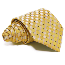  Aranysárga-ezüst selyem nyakkendő - kockás nyakkendő