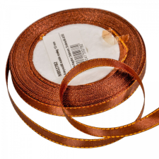  Aranyszélű szatén szalag barna 10mmx25y dekorációs kellék