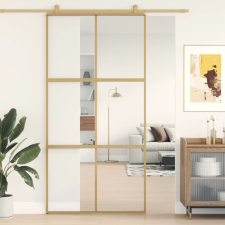 aranyszínű átlátszó ESG üveg és alumínium tolóajtó 102,5x205 cm építőanyag