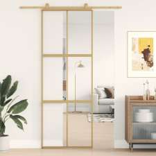 aranyszínű átlátszó ESG üveg és alumínium tolóajtó 76 x 205 cm építőanyag