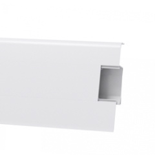 ARBITON -Lars 7 cm-es parkettaszegélyléc, gumi szegélyes, vízálló, kábelcsatornával: Fehér laminált parketta