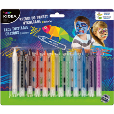  Arcfestő krétakészlet, 12 db-os, kitekerhető krétákkal, Kidea arcfesték