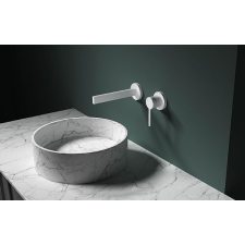 Arezzo design Elegant matt fehér fali egykaros kerámiabetétes mosdó csaptelep csaptelep