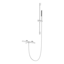 Arezzo design Elegant matt fehér fali egykaros termosztatikus kádtöltő csaptelep zuhanyszettel csaptelep