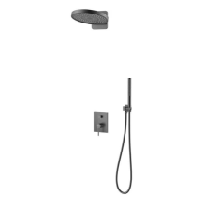 Arezzo design Elegant metál szürke falsík alatti zuhanyrendszer, zuhanyszettel, esőztetővel, falon belüli egységgel csaptelep