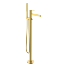 Arezzo design Elegant szálcsiszolt arany szabadonálló egykaros kádtöltő csaptelep zuhanyszettel csaptelep