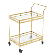 Art-Pol Design arany fém zsúrkocsi, 2 szintes üvegpolc 82x70x40cm bútor