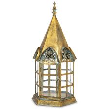 Art-Pol Lampion metal, szkło złoty, brązowy 64x30x27cm világítás