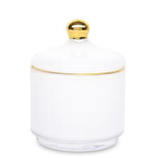 Art-Pol Szklany Pojemnik Dekoracyjny-Prom. szkło biały,złoty 13x10,5x10,5cm konyhai eszköz