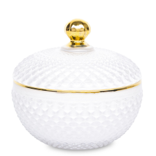 Art-Pol Szklany Pojemnik Dekoracyjny szkło biały,złoty 11x12x12cm konyhai eszköz