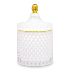 Art-Pol Szklany Pojemnik Dekoracyjny szkło biały,złoty 17,5x10,5x10,5cm konyhai eszköz