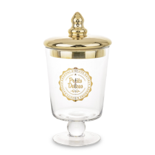 Art-Pol Szklany Pojemnik Dekoracyjny szkło przeźroczysty, złoty 24x12,5x12,5cm konyhai eszköz