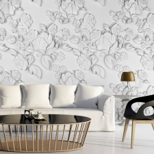 Artgeist Fotótapéta - White ornament: roses grafika, keretezett kép
