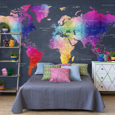 Artgeist Fotótapéta - World Map: Colourful Crystals 300x210 tapéta, díszléc és más dekoráció