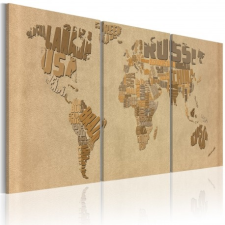 Artgeist Kép - A világtérképen bézs és barna tapéta, díszléc és más dekoráció
