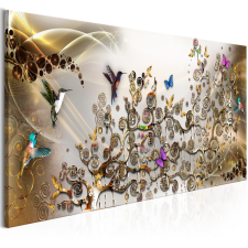 Artgeist Kép - Hummingbirds Dance (1 Part) Gold Narrow grafika, keretezett kép