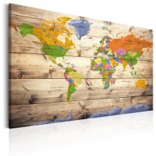 Artgeist Kép - Map on wood: Colourful Travels térkép