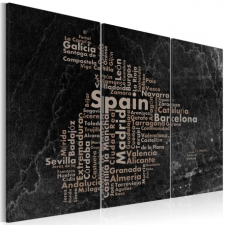 Artgeist Kép - Text map of Spain on the blackboard - triptych tapéta, díszléc és más dekoráció