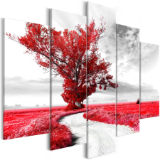 Artgeist Kép - Tree near the Road (5 Parts) Red grafika, keretezett kép