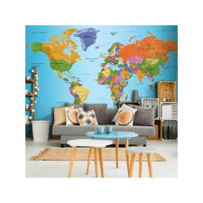 Artgeist Öntapadó fotótapéta - World Map: Colourful Geography 245x175 tapéta, díszléc és más dekoráció