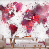 Artgeist Öntapadó fotótapéta - World Map: Red Watercolors 392x280