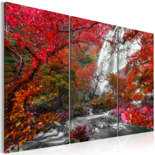 Artgeist Vászonkép - Beautiful Waterfall: Autumnal Forest 90x60 grafika, keretezett kép